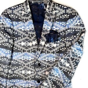 Paisley & Gray Slim Fit Aztec Print Blazer Jacket Men’s 36R Blue